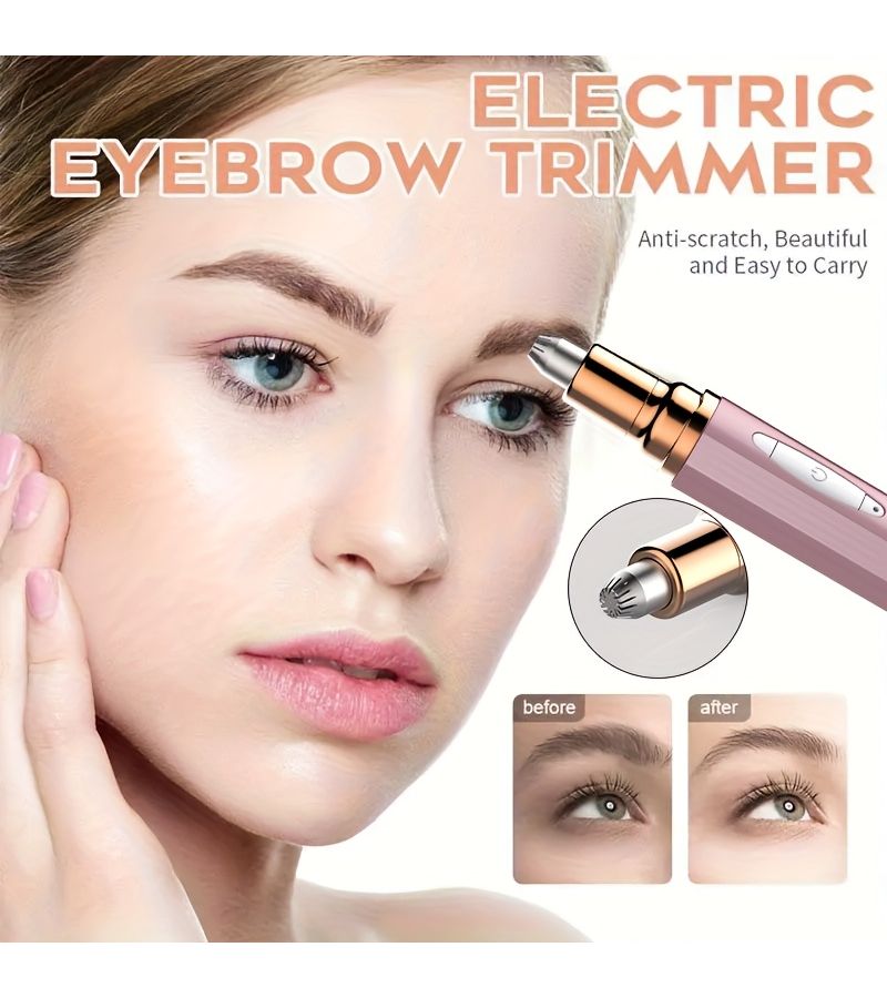 White Electric Eyebrow Trimmer Women Automatic Eyebrow Shaper Hair Removal Device Mini Razor Pen Epilator - Image 5