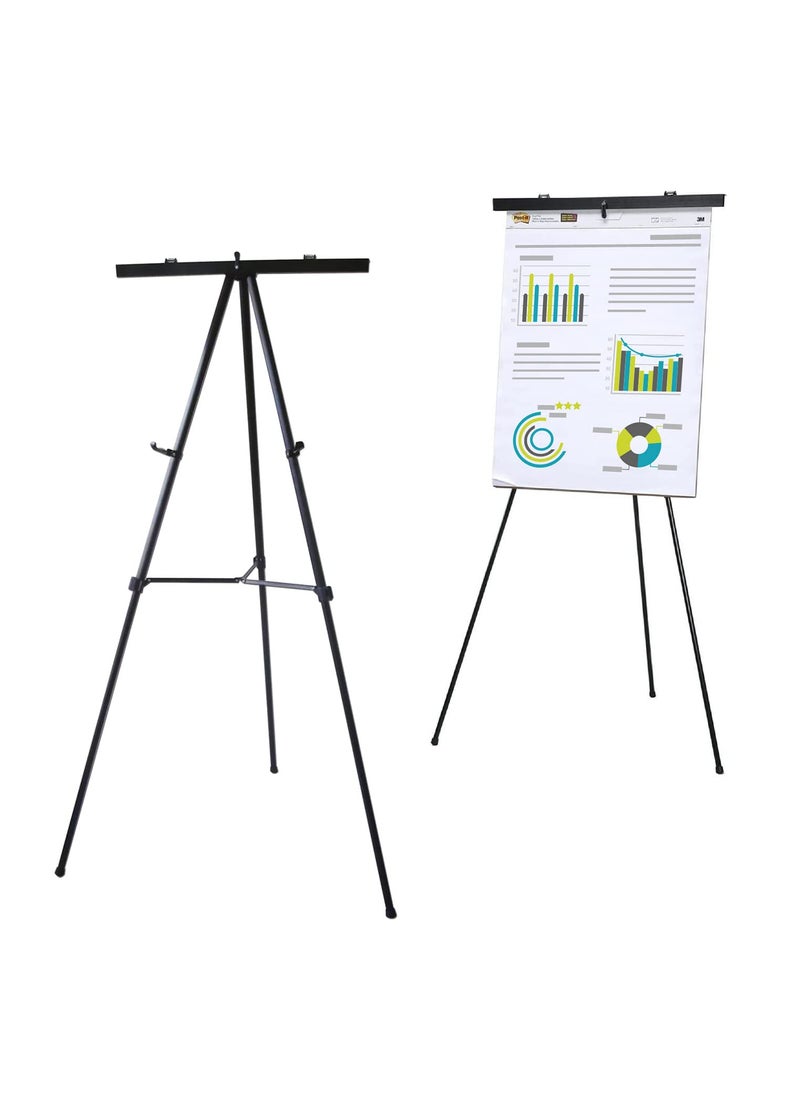 Audio-Visual Direct Lightweight Aluminum FlipChart Presentation Easel 70 Inches Black 