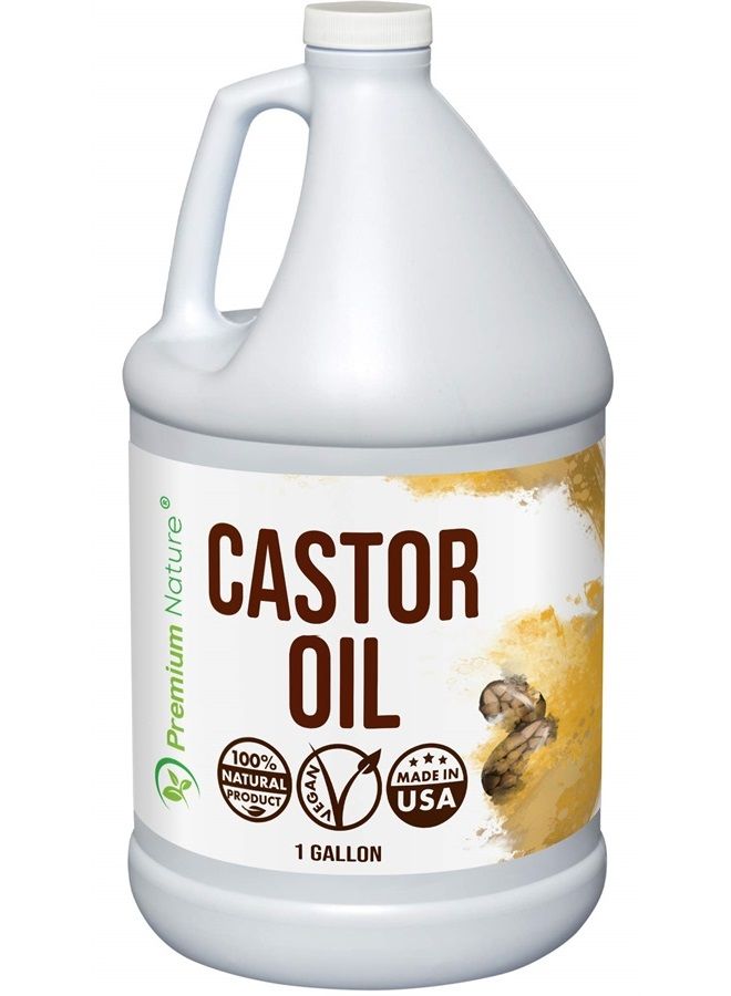 Premium Nature Castor Oil Pure Carrier Oil - Cold Pressed Castrol Oil for Essential Oils Mixing Natural Skin Moisturizer Body & Face, Eyelash Caster Oil, Eyelashes Eyebrows Lash & Hair Growth Serum 1 Gallon - Image 1