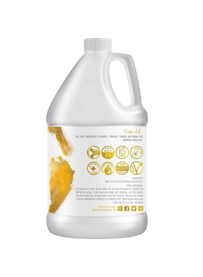 Premium Nature Castor Oil Pure Carrier Oil - Cold Pressed Castrol Oil for Essential Oils Mixing Natural Skin Moisturizer Body & Face, Eyelash Caster Oil, Eyelashes Eyebrows Lash & Hair Growth Serum 1 Gallon - Image 2