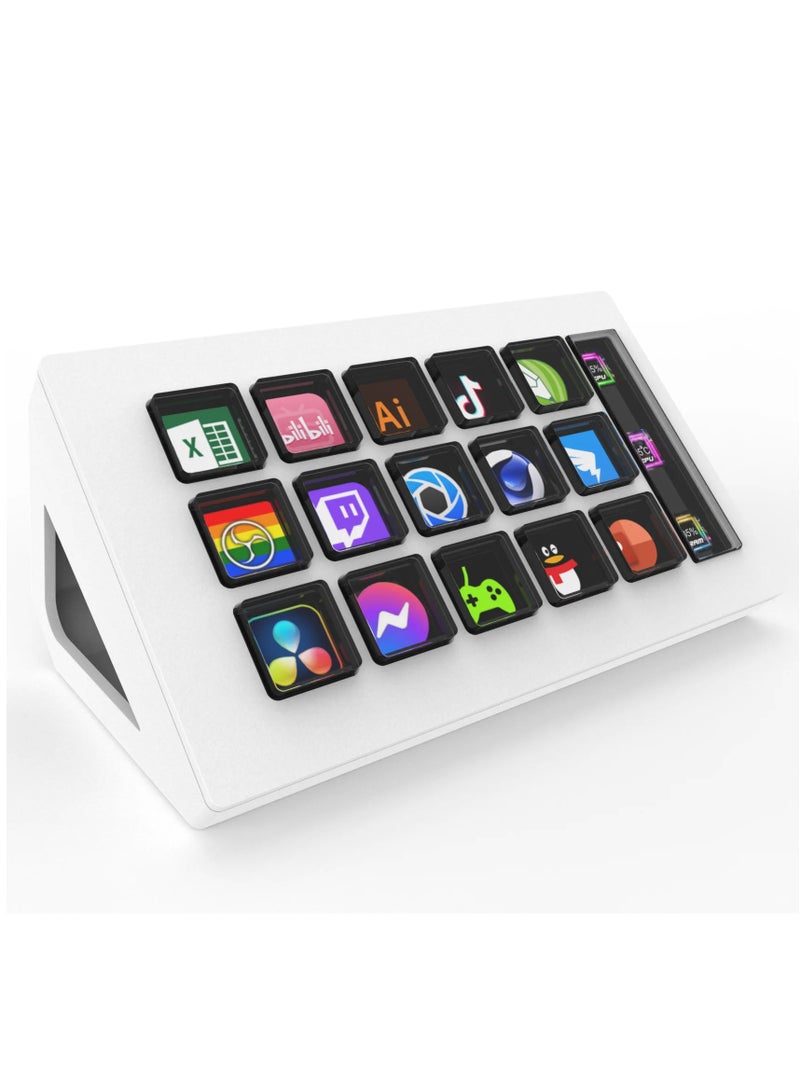 StreamDeck Mini Visual Keyboard LCD Button 15Keys Live Content Creation Controller Custom Button For Windows/MacOS Kryboard Gift(White)  - Image 2