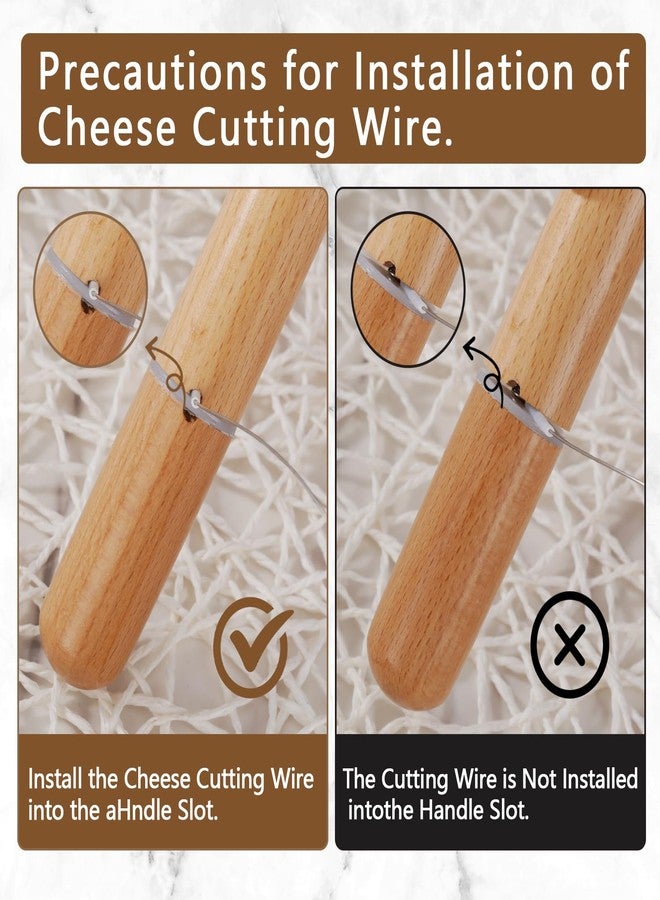 Xinglinsaiter Stainless Steel Cheese Slicer Wire 12"Long-For Soft and Hard Cheese (2 Beech wood handles + 3 Cutting Replacement Wires 12") - Image 3