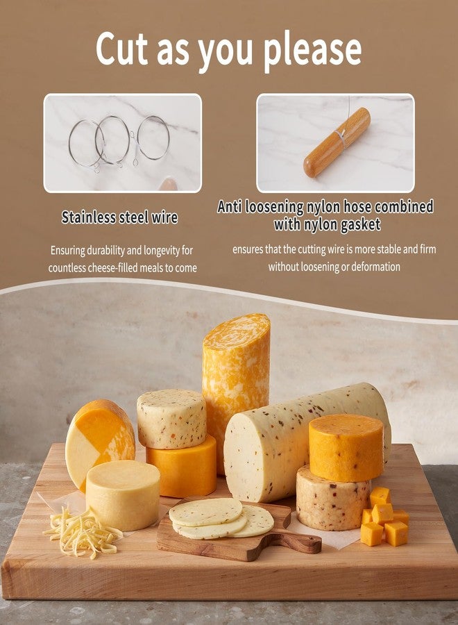 Xinglinsaiter Stainless Steel Cheese Slicer Wire 12"Long-For Soft and Hard Cheese (2 Beech wood handles + 3 Cutting Replacement Wires 12") - Image 5