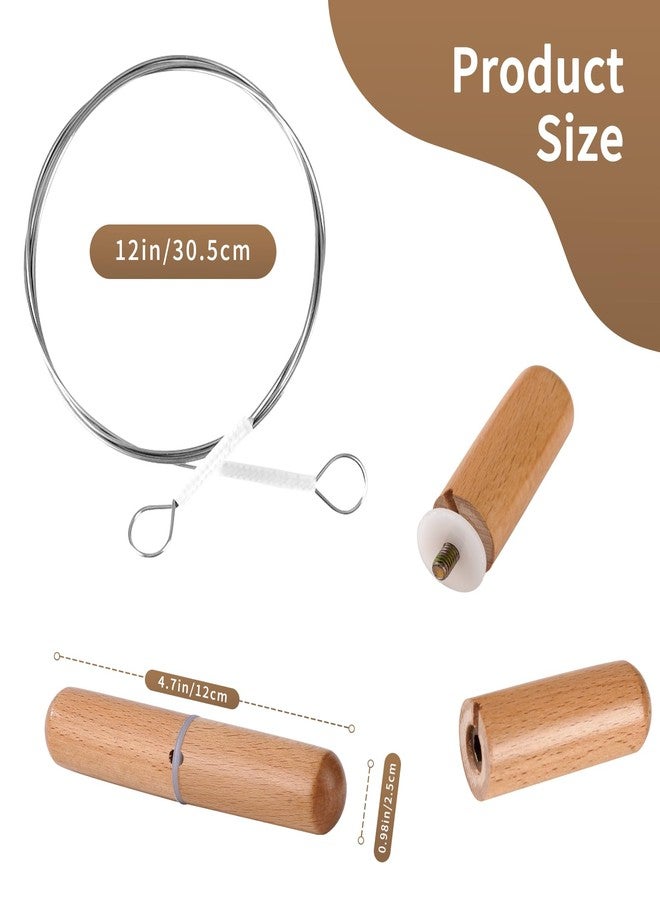 Xinglinsaiter Stainless Steel Cheese Slicer Wire 12"Long-For Soft and Hard Cheese (2 Beech wood handles + 3 Cutting Replacement Wires 12") - Image 2