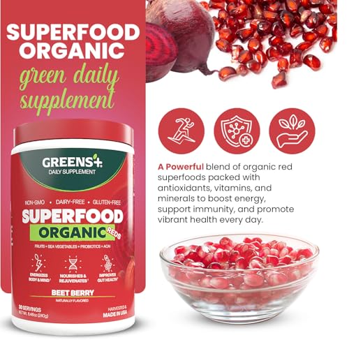 Greens+ Greens Organic Reds Superfood Powder Antioxidant Polyphenol Blend for Morning Kick Energy Vitality Boost Nutrition Vibrant Health Vegan SoyDairyGluten Free846oz - Image 5