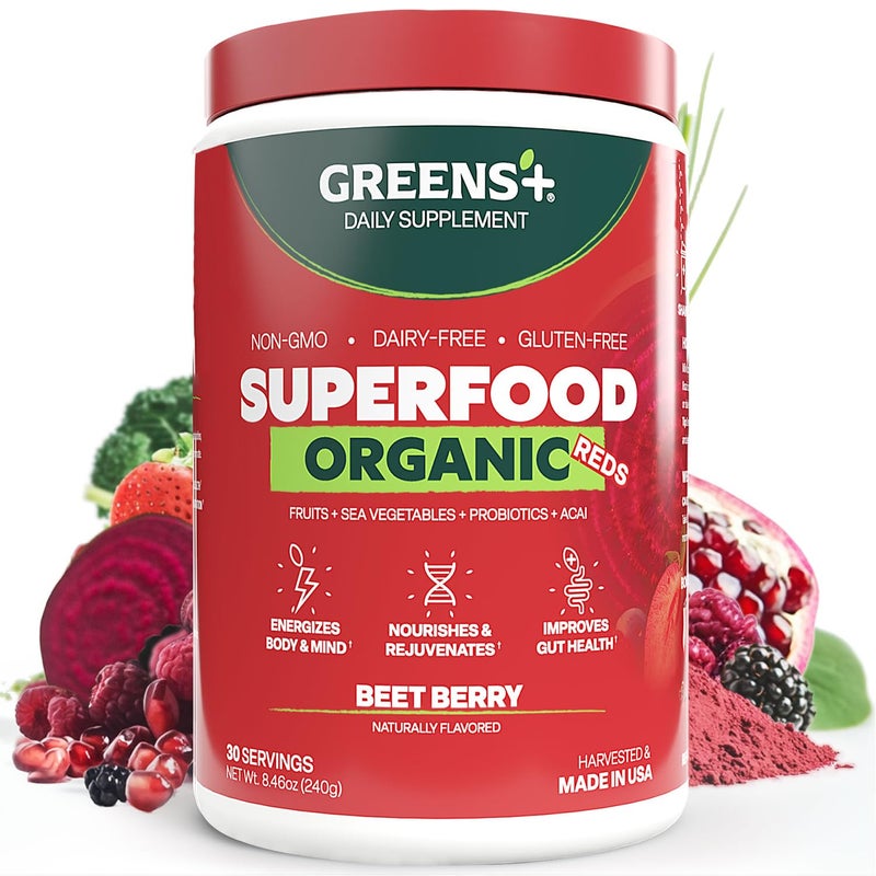 Greens+ Greens Organic Reds Superfood Powder Antioxidant Polyphenol Blend for Morning Kick Energy Vitality Boost Nutrition Vibrant Health Vegan SoyDairyGluten Free846oz - Image 3