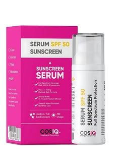 CosIQ Sunscreen SPF 50 PA++++ Serum 30ml - Broad Spectrum UVA/B & Blue Light Protection - Non-Greasy & Fragrance-Free - Hybrid Serum-Based Sunscreen - Water-Resistant Water-Resistant  - Lightweight Serum for Men & Women  - Image 1