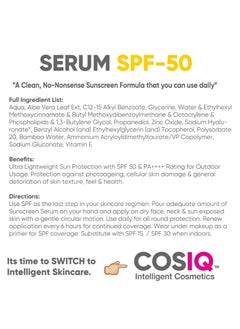 CosIQ Sunscreen SPF 50 PA++++ Serum 30ml - Broad Spectrum UVA/B & Blue Light Protection - Non-Greasy & Fragrance-Free - Hybrid Serum-Based Sunscreen - Water-Resistant Water-Resistant  - Lightweight Serum for Men & Women  - Image 4
