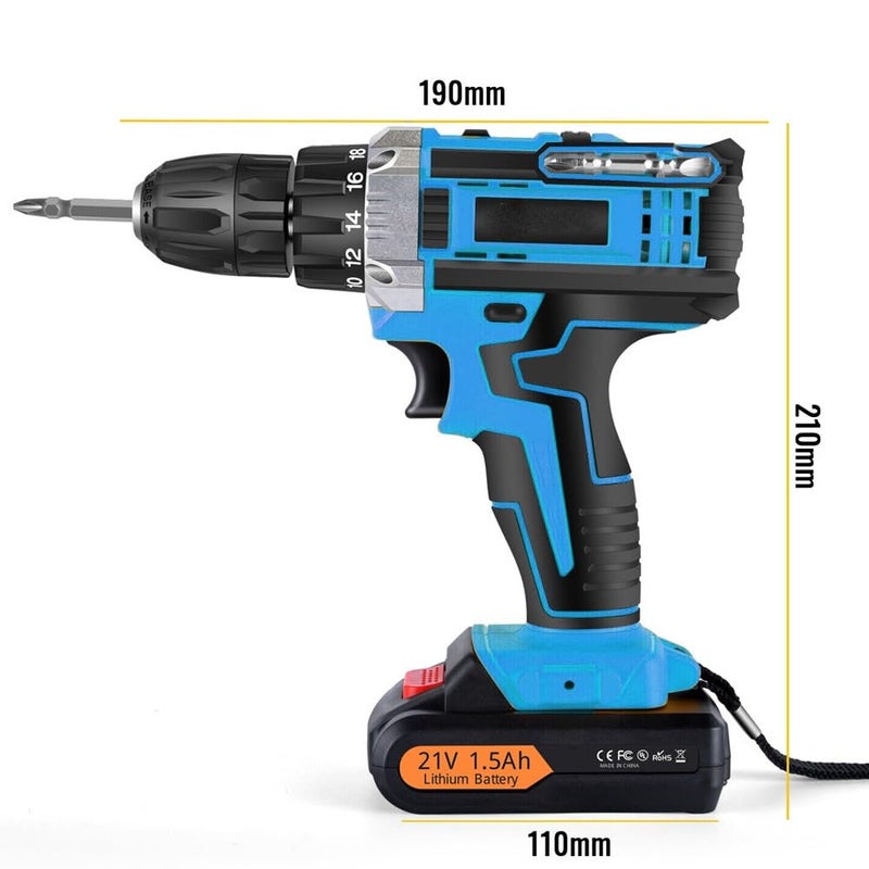 MLD MLD 10mm Brushless 21V Li-ion Cordless Drill Home Use DIY With 49pcs Extra Accessories Tool Kit & Screwdriver Socket Wrench Set JRE-220 (21v/1350 Rpm/ 49pcs Accessories/Multicolor)  - Image 3
