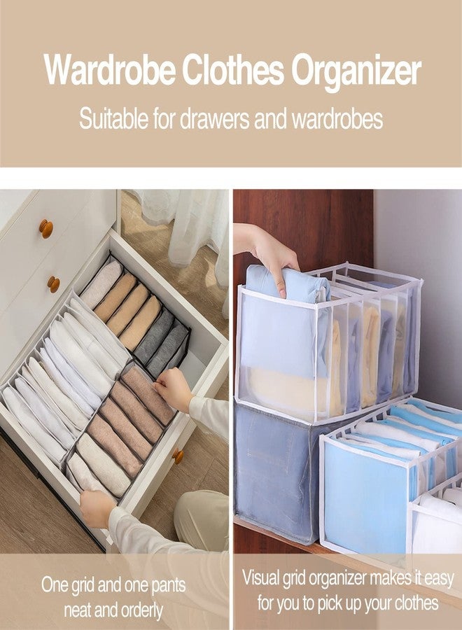 JIGVA 7 Grids Foldable Drawer Clothes Organizer for Jeans Pants and T-Shirt,Washable Closet Organizers | Closet Shelf Nylon Compartments Storage Bins - Image 5