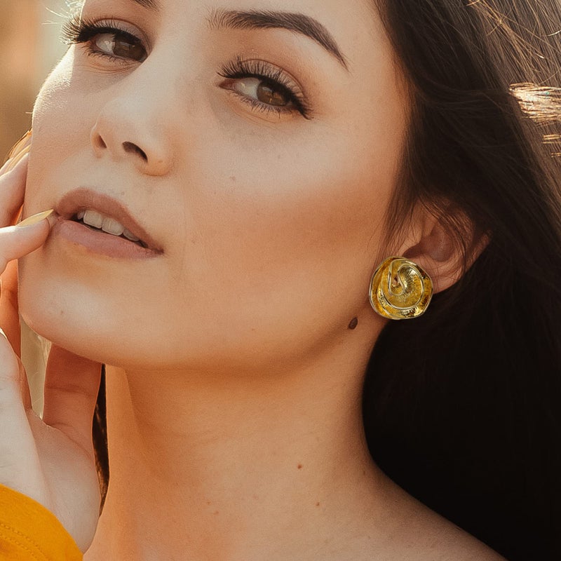 Mytys Flower Earrings for Women Crossover Half Hoop Statement Earring Designer Stud Earrings (flower style) - Image 3