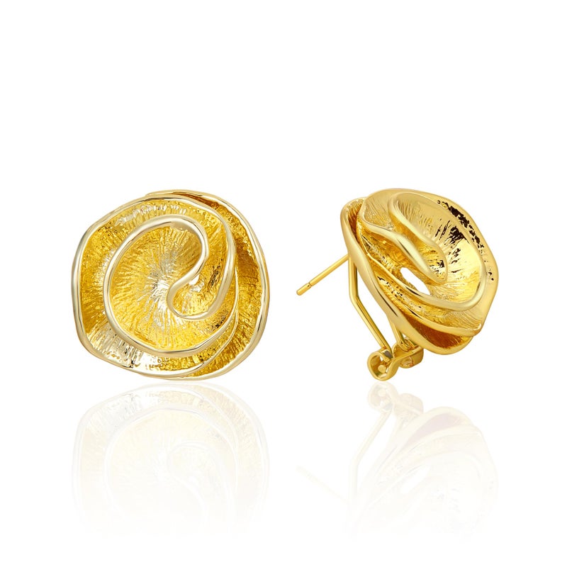 Mytys Flower Earrings for Women Crossover Half Hoop Statement Earring Designer Stud Earrings (flower style) - Image 1