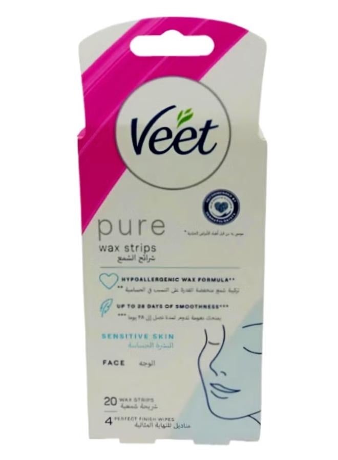شرائح شمع فيت بيور لإزالة الشعر للبشرة الحساسة للوجه – 20 شريحة + 4 مناديل