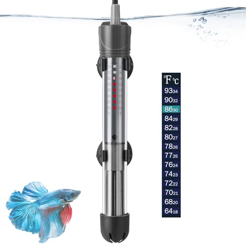 HITOP 25W 50W Adjustable Aquarium Heater, Submersible Fish Tank Heater Thermostat with Suction Cup (25W) - Image 1