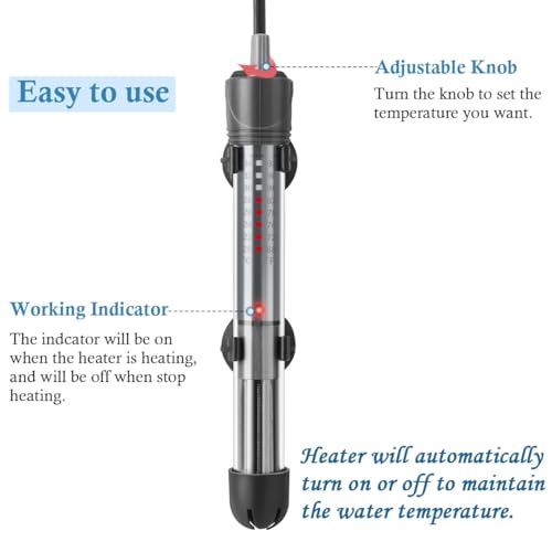 HITOP 25W 50W Adjustable Aquarium Heater, Submersible Fish Tank Heater Thermostat with Suction Cup (25W) - Image 3