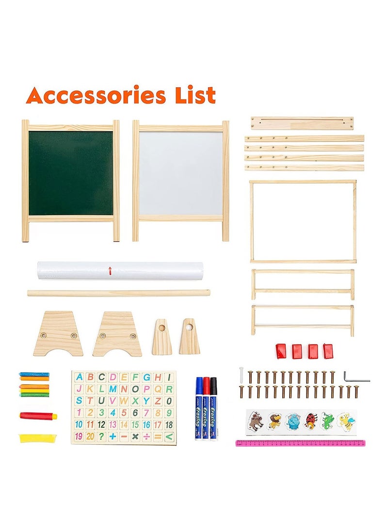 Kids Easel Wooden Art Easel Adjustable Standing Easel Double Sided Drawing Easel