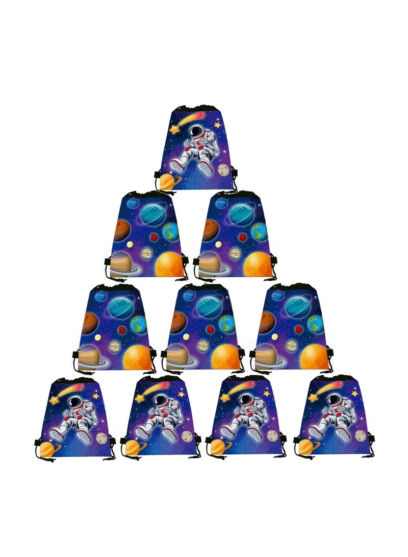 JOLLITY LLC Drawstring Bag for Boys/Girls Travel Storage Package Cartoon School Backpack Children Kids Birthday Party Favors Bags 10 pcs (Astronaut Style 1) - Image 1