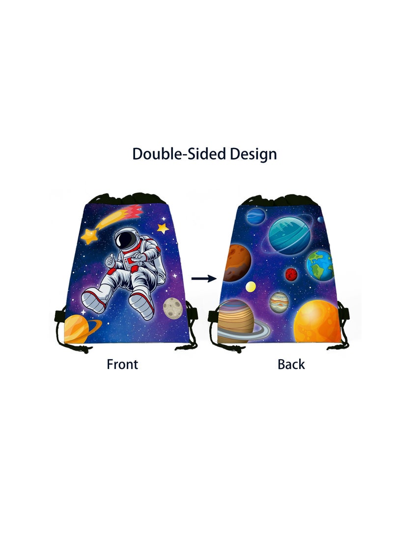 JOLLITY LLC Drawstring Bag for Boys/Girls Travel Storage Package Cartoon School Backpack Children Kids Birthday Party Favors Bags 10 pcs (Astronaut Style 1) - Image 2