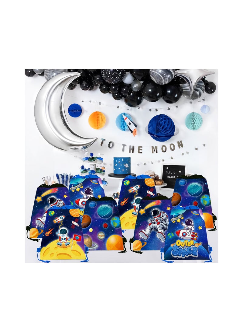 JOLLITY LLC Drawstring Bag for Boys/Girls Travel Storage Package Cartoon School Backpack Children Kids Birthday Party Favors Bags 10 pcs (Astronaut Style 1) - Image 4