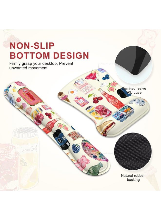 iCasso Ergonomic Mouse Pad, Keyboard Wrist Rest, Memory Foam Mousepad with Wrist Support, Easy Typing and Relieve Wrist Pain Keyboard Pad for Computer(Watercolor Stickers) - Image 5
