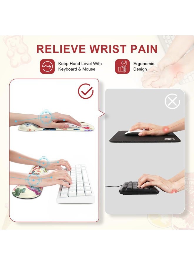 iCasso Ergonomic Mouse Pad, Keyboard Wrist Rest, Memory Foam Mousepad with Wrist Support, Easy Typing and Relieve Wrist Pain Keyboard Pad for Computer(Watercolor Stickers) - Image 3