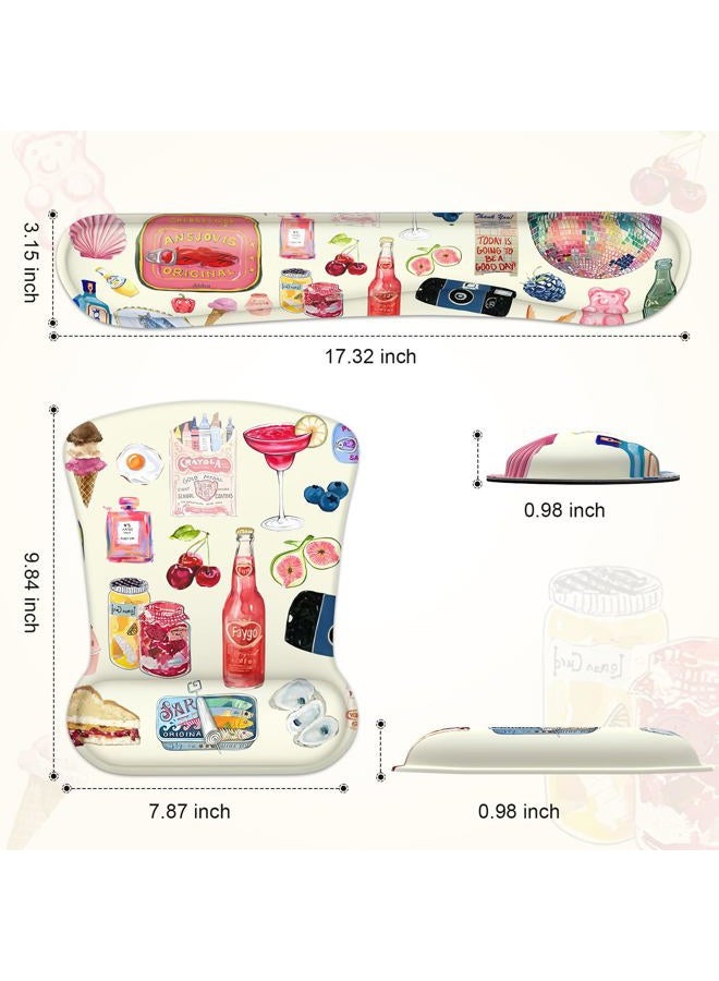 iCasso Ergonomic Mouse Pad, Keyboard Wrist Rest, Memory Foam Mousepad with Wrist Support, Easy Typing and Relieve Wrist Pain Keyboard Pad for Computer(Watercolor Stickers) - Image 2