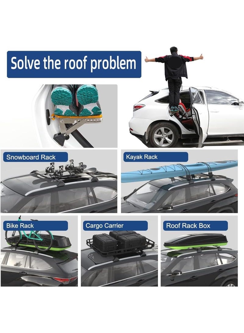 Car Door Step, Universal Fit Car Roof Access, Multi-Foldable Aluminum Alloy Roof Rack Car Step, Adjustable Stand Pedal for Door Latch, Supports Both Feet, fits Most Cars, SUV, Trucks - Image 3