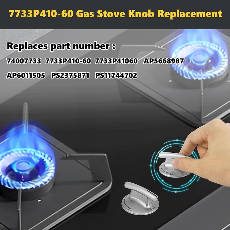 HenSinTc 5 Pack 7733P410-60 Surface Burner Knobs Replacements Compatible with Whirlpool May-tag/Jenn-Air/Kitchen-Aid Gas Cooktop Stove, Replace Part 74007733, AP5668987, PS2375871, AP6011505 - Image 4