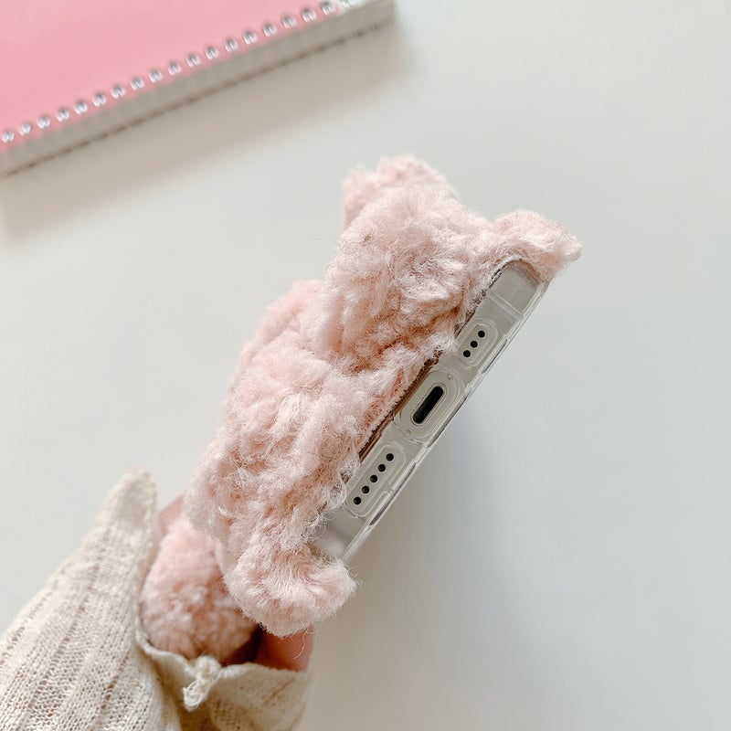 Furry Bear Phone Cover Warm Plush Phone Shell Compatible with iPhone 13 - Image 4