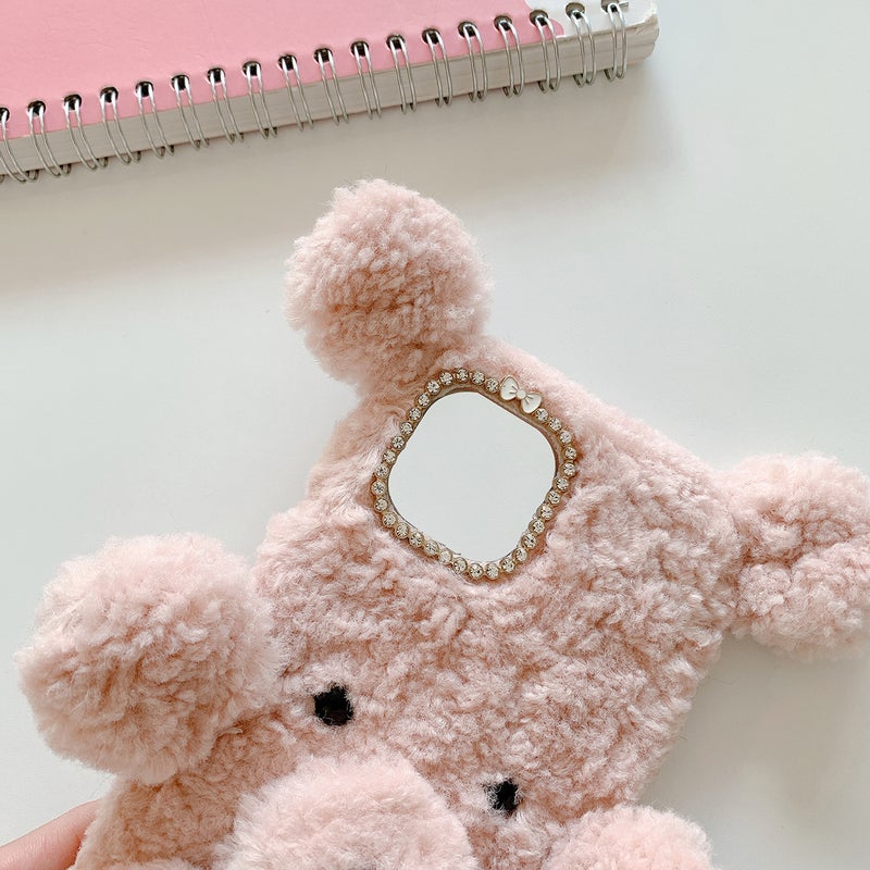 Furry Bear Phone Cover Warm Plush Phone Shell Compatible with iPhone 13 - Image 5
