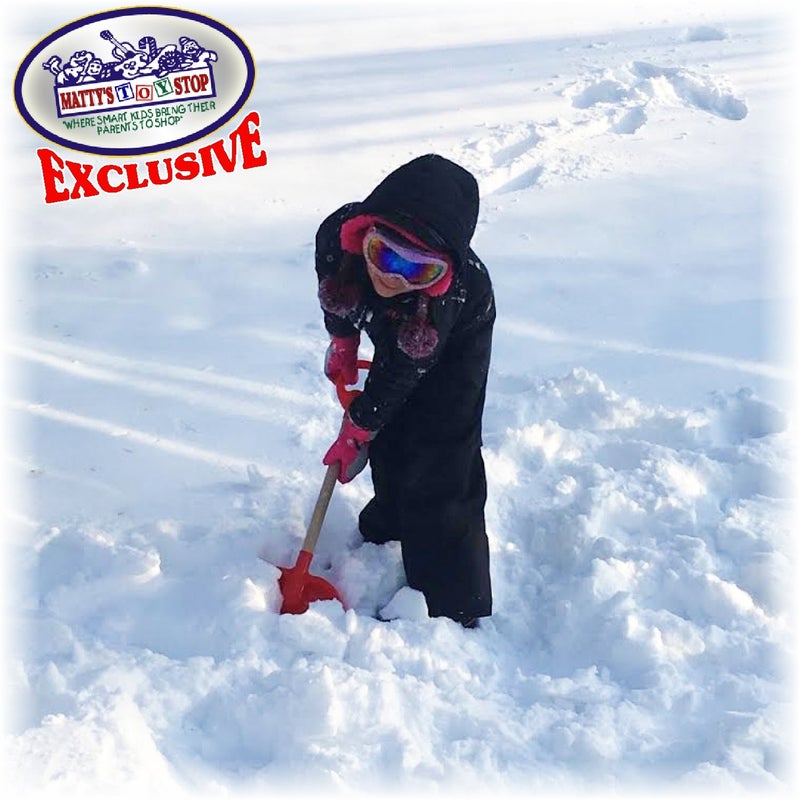 Matty's Toy Stop 28" Heavy Duty Wooden Snow Shovels with Plastic Scoop & Handle for Kids - 2 Pack (Red & Blue Swirl) - Image 5