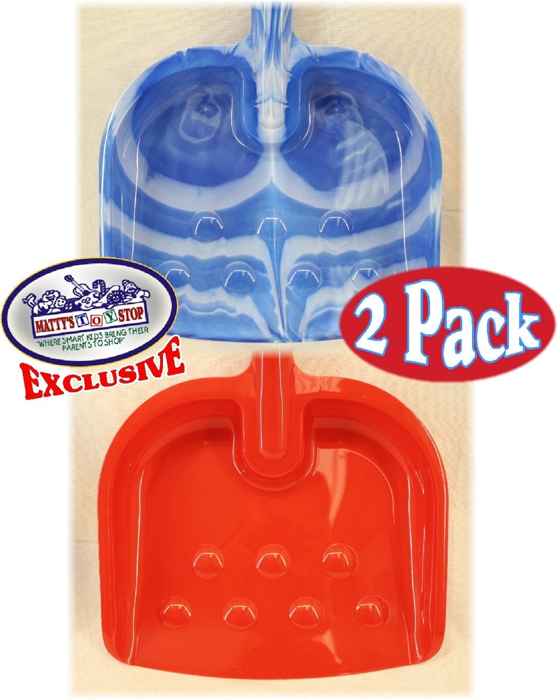 Matty's Toy Stop 28" Heavy Duty Wooden Snow Shovels with Plastic Scoop & Handle for Kids - 2 Pack (Red & Blue Swirl) - Image 4
