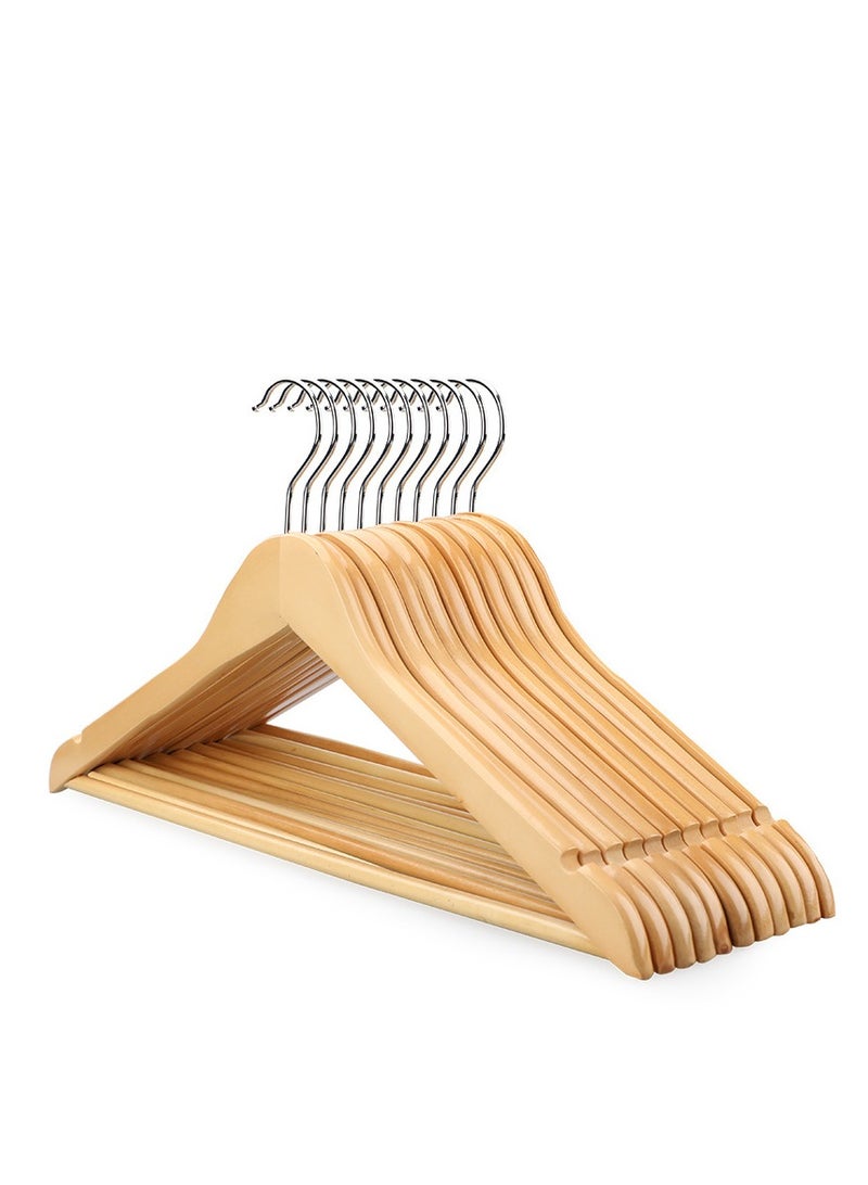 Solid Wood Clothes Hanger Non-Slip Cloth Hangers with Notches and 360° Swivel Hook for Clothing Store Hotel(10pcs)  - Image 1