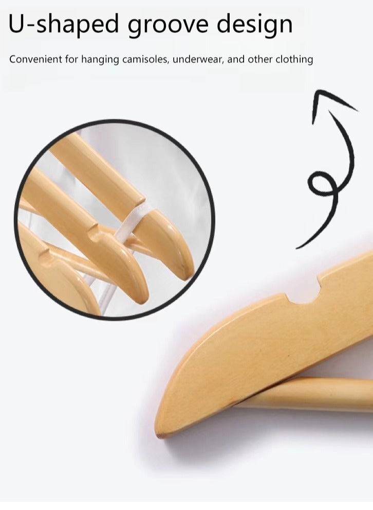 Solid Wood Clothes Hanger Non-Slip Cloth Hangers with Notches and 360° Swivel Hook for Clothing Store Hotel(10pcs)  - Image 4