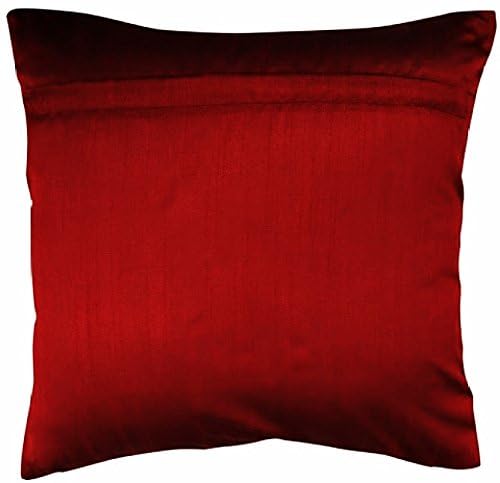 Urvaan Maroon Silk Golden Floral Cushion Cover, 16x16 Inch, Set of 5 - Image 4