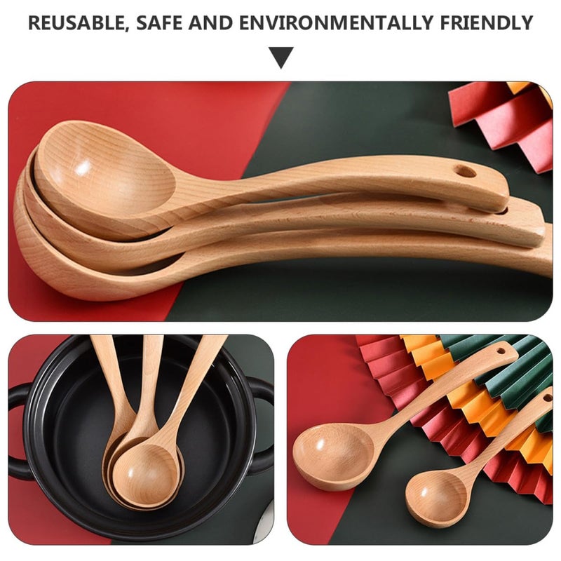Large Lightweight Beech Wood Soup Ladle Spoon For Hot Pot Porridge Oatmeal - Image 4