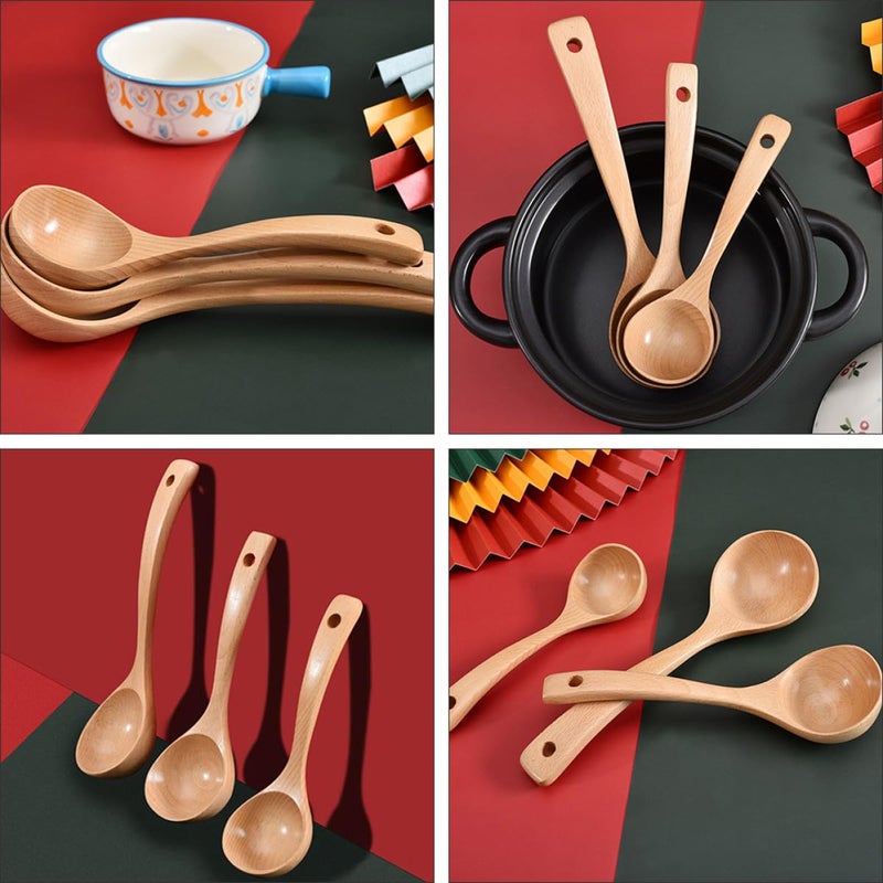 Large Lightweight Beech Wood Soup Ladle Spoon For Hot Pot Porridge Oatmeal - Image 5