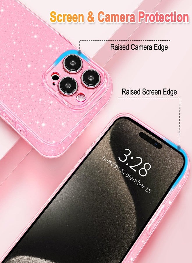 Hython Case for iPhone 15 Pro Max Case Glitter Cute Sparkly Shiny Bling Sparkle Phone Cases 6.7", Thin Slim Fit Soft TPU Bumper Shockproof Rubber Protective Cover for Women Girls Girly, Bright Pink - Image 3