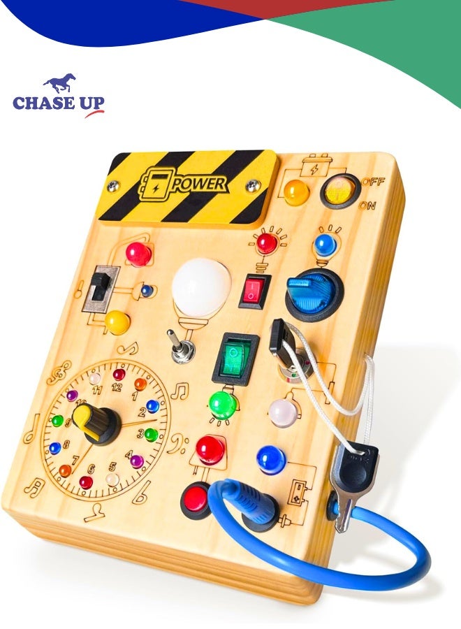 Chase Up Busy Board,Montessori Toys for 1-3 Years Old, Wooden Toddler Toys, Sensory Travel Toys, Ideal Gift for 1+ Year Old Boys (Busy Board Plus V2) - Image 1