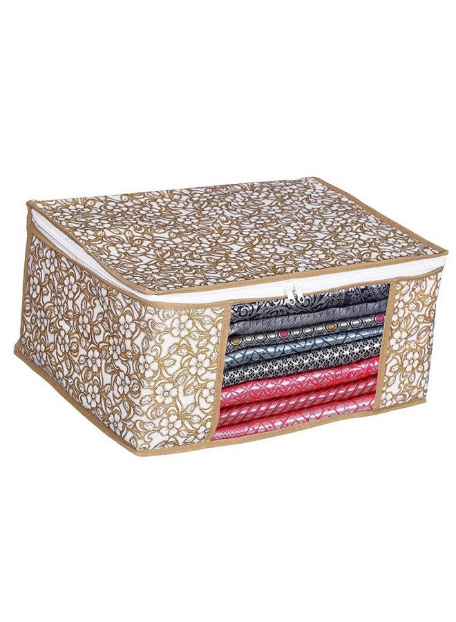 Acnos® Premium Brand Metalic Gold Design White Chain 12 Piece Non Woven Large Size Saree Cloth Cover Set Pack Of 12 Gold and White - Image 3