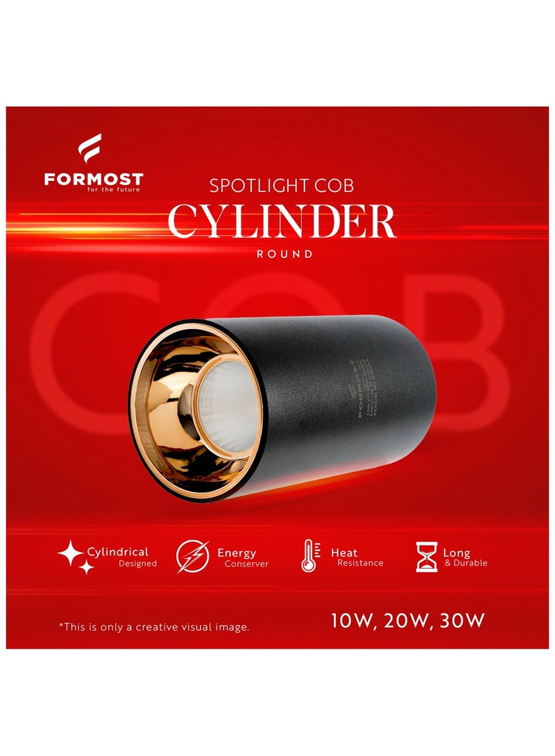 FORMOST FORMOST LED COB Cylinder Surface Light with Black Body | Indoor Ceiling Mounted Spot Light | Warm White (10W, Pack of 1)  - Image 4