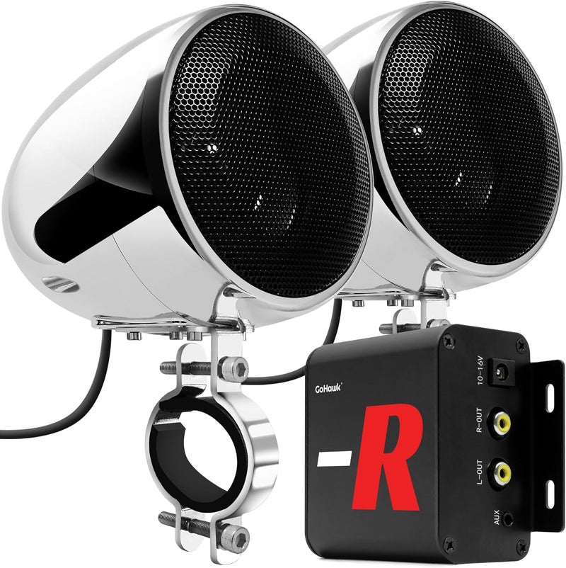 GoHawk TN4-R 4" Full Range Waterproof Bluetooth Motorcycle Stereo Speakers with Amplifier - Image 1