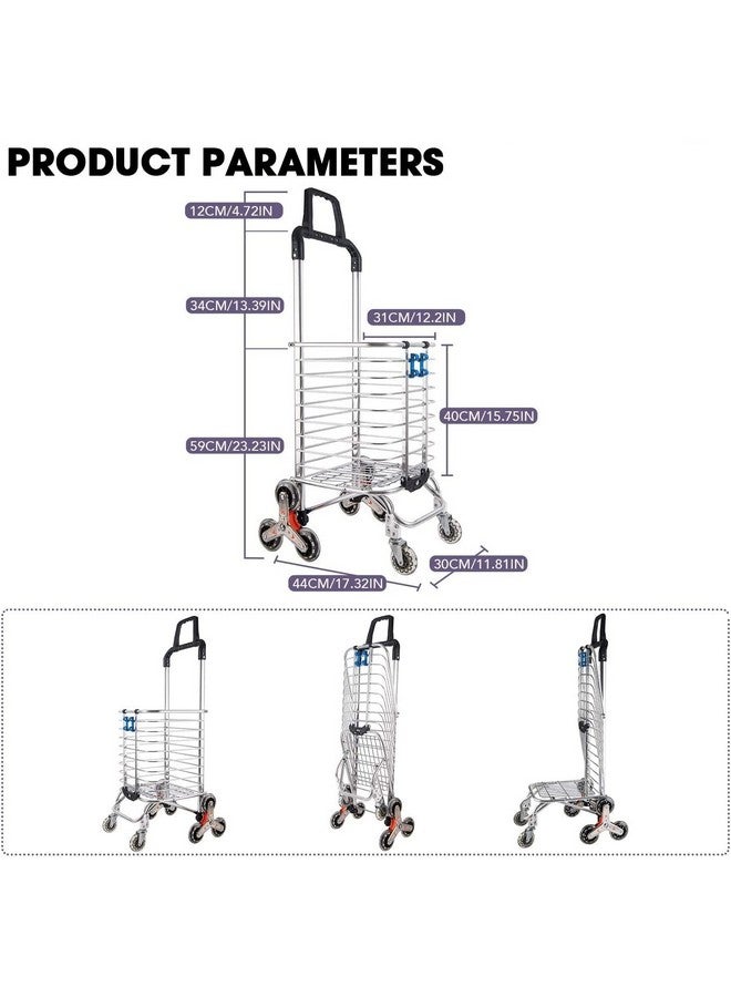 VDNSI Double Handle Portable Foldable Travel Luggage 8 Wheels Stainless Steel Luggage Trolley Cart for Carry Heavy Weight Duty Double Handle Rolling Grocery Laundry Utility Shopping Cart -Silver - Image 3