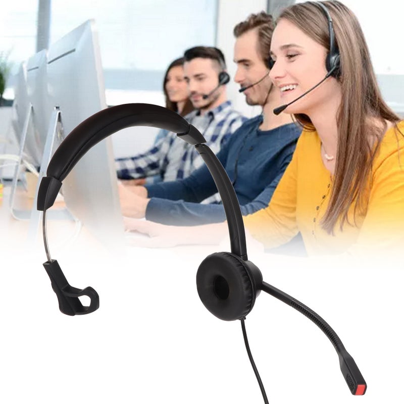 RJ9 Telephone Headset Noise Cancelling Unilateral Corded Business Headphone with Mic for Landline Customer Service - Image 2