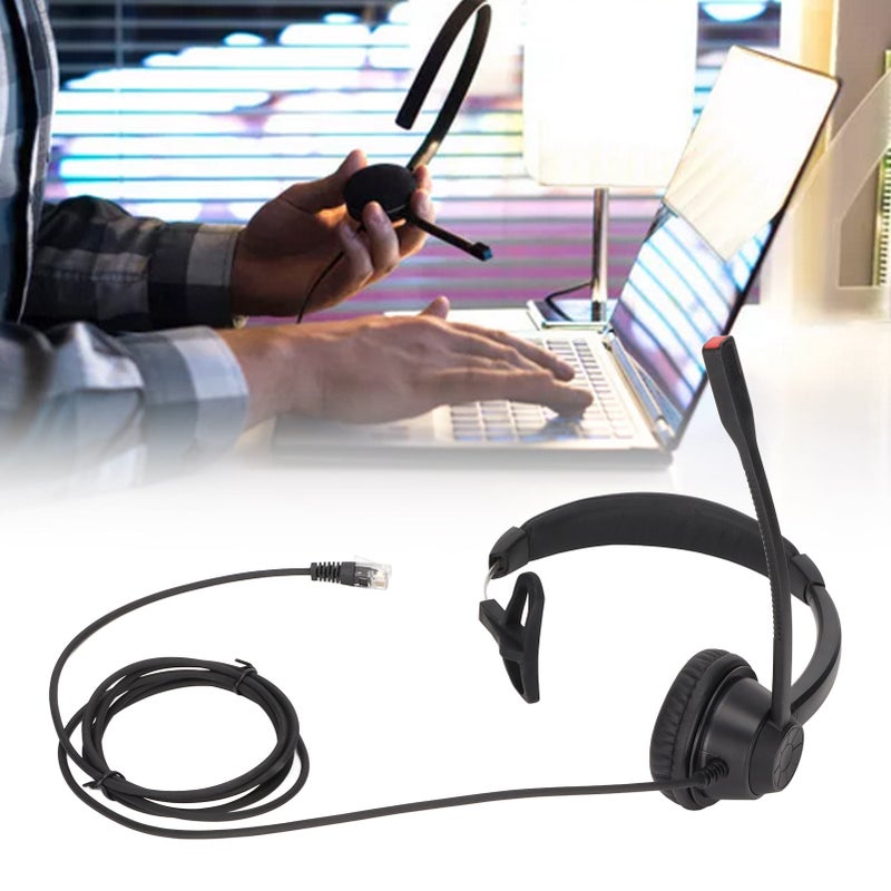 RJ9 Telephone Headset Noise Cancelling Unilateral Corded Business Headphone with Mic for Landline Customer Service - Image 5