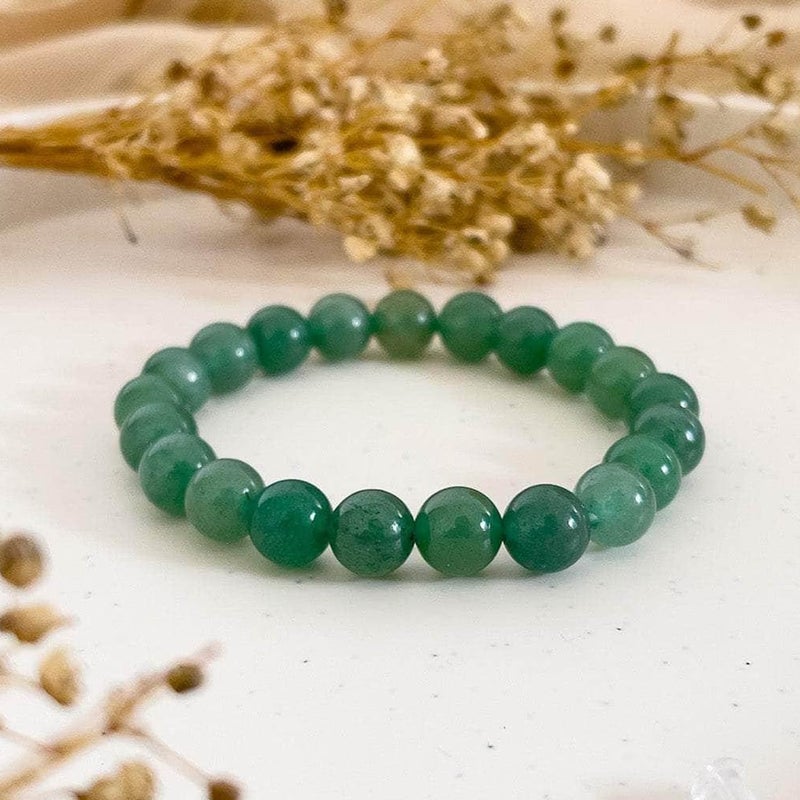 CRUSSTIQUE GOLD Green Aventurine Bracelet, Natural Stone Beads Jewelry for Healing, Balance, and Positive Energy, Adjustable Wrist Accessory for Men and Women - Image 3