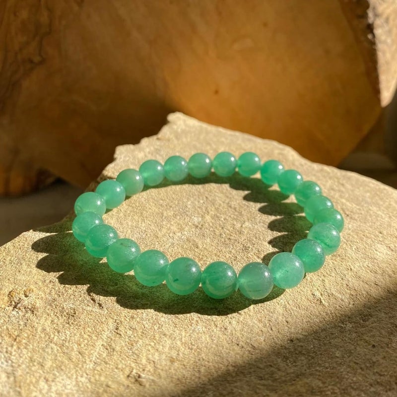 CRUSSTIQUE GOLD Green Aventurine Bracelet, Natural Stone Beads Jewelry for Healing, Balance, and Positive Energy, Adjustable Wrist Accessory for Men and Women - Image 2