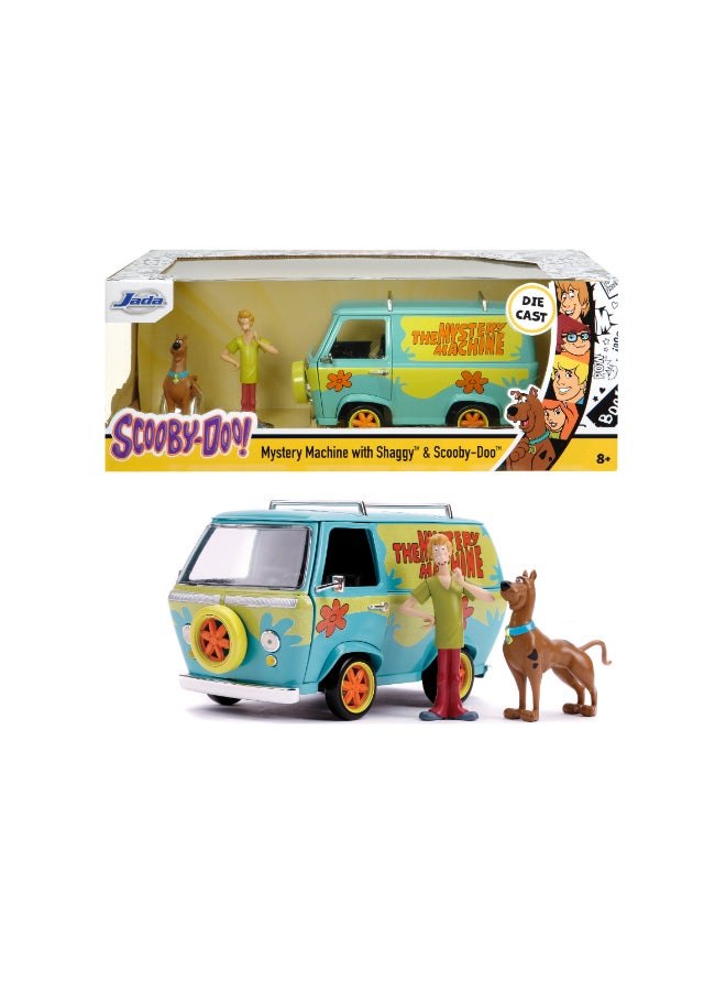 JADA Scooby-Doo Mystery Machine Die-Cast Collectible Model Car Vehicle with Shaggy and Scooby Figures, 1:24 Scale, Multicolored - Image 1