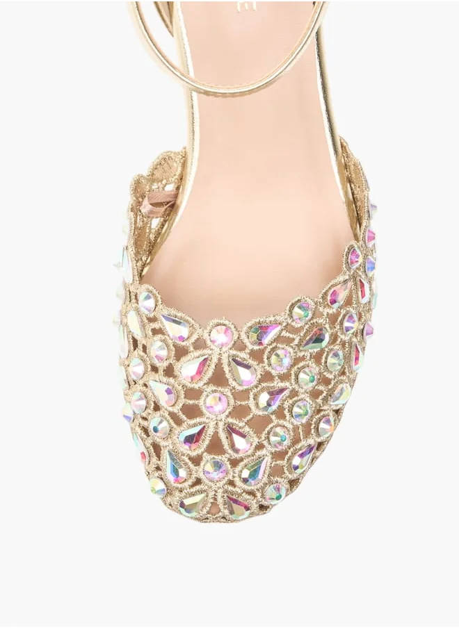سيليست Girl's Embellished Shoes with Hook and Loop Closure