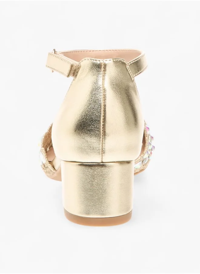 سيليست Girl's Embellished Shoes with Hook and Loop Closure